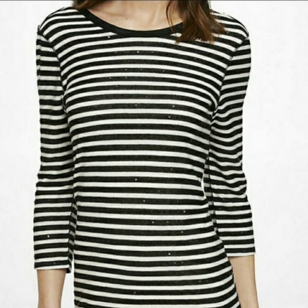 Express Striped Sequin Dress